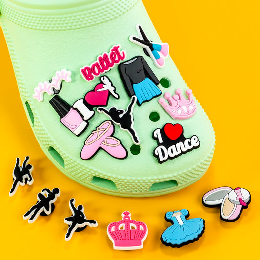 1/25PCS Pink Ballet Shoe Charms Swan Lipstick Perfume Shoe Accessories fit Women Gril Shoe Decoration Pins for Clogs Sneakers