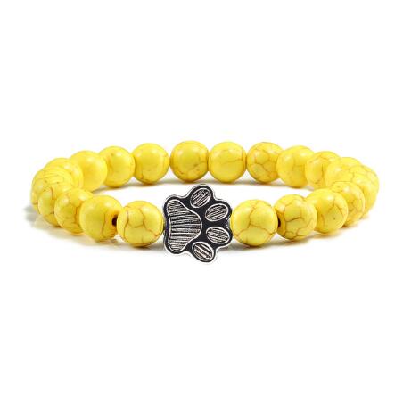 White Porcelain Cat Paw Bracelet with Turquoise Beads