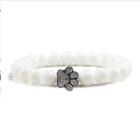 White Porcelain Cat Paw Bracelet with Turquoise Beads