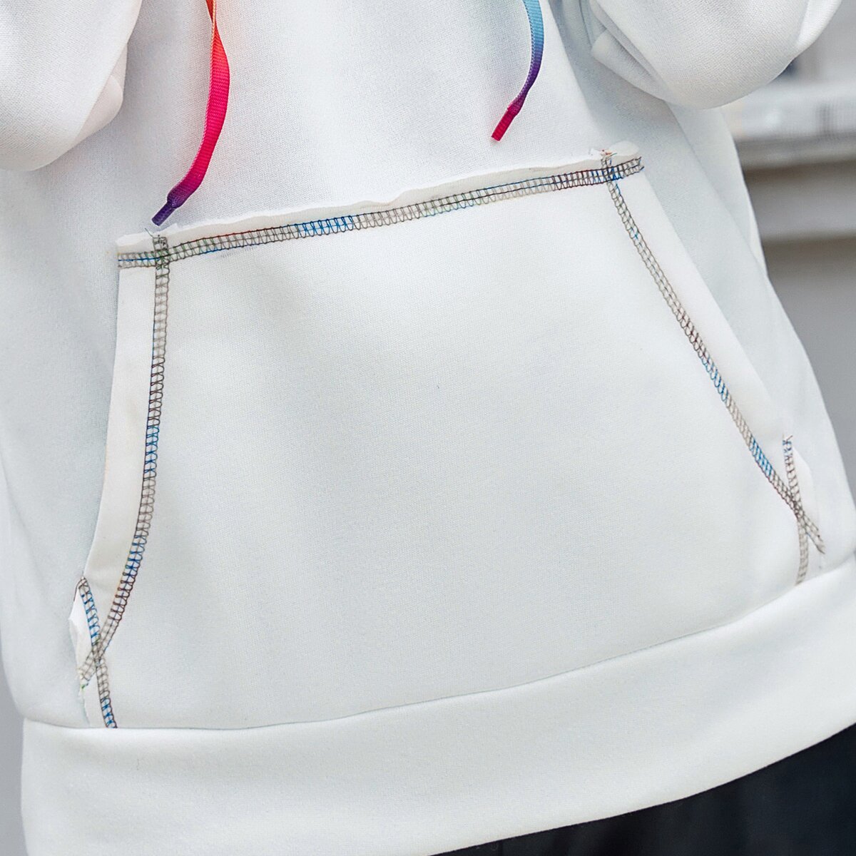 Rainbow Color Block Hooded Sweater Jacket Top