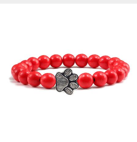 White Porcelain Cat Paw Bracelet with Turquoise Beads