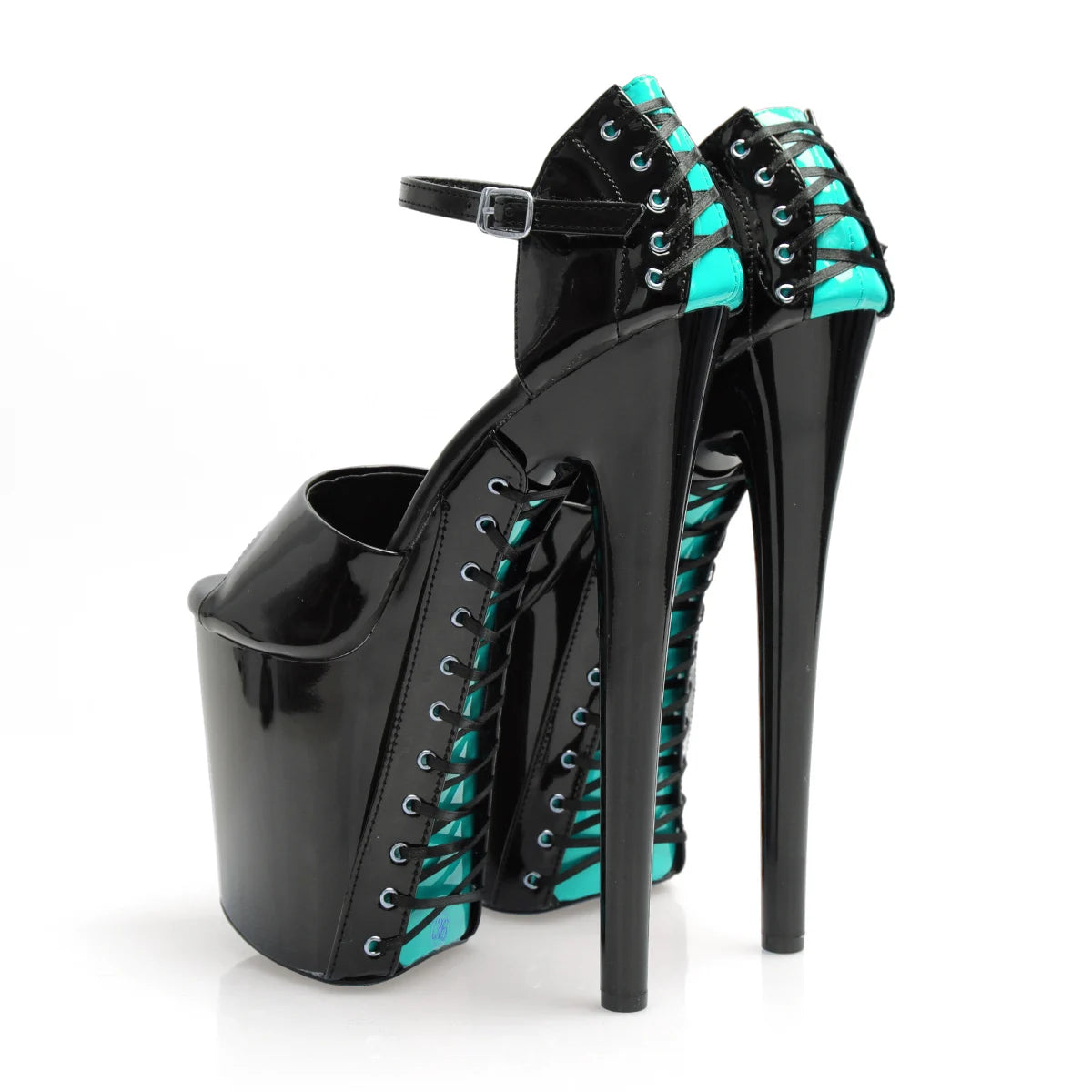 Black Platform Lace up Sexy Exotic Dancer Shoes Strip Dance Pole Dance 20 cm Fashionable High-heeled Sandals
