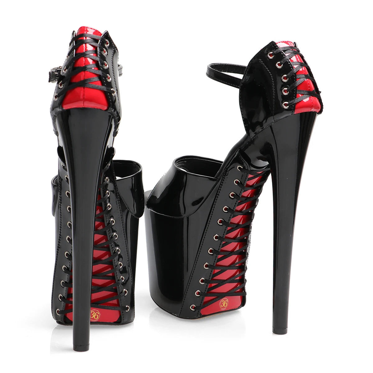 Black Platform Lace up Sexy Exotic Dancer Shoes Strip Dance Pole Dance 20 cm Fashionable High-heeled Sandals