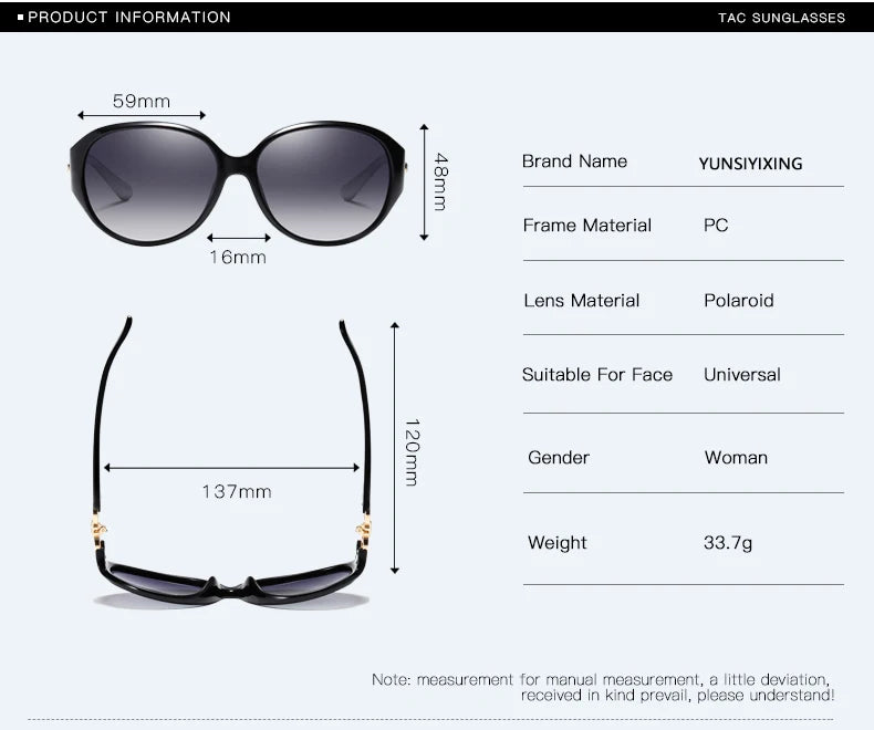 YUNSIYIXING Women's Polarized Sunglasses Classic Luxury Sun Glasses For Women Fashion Driving Eyewear UV400 Lunettes De Soleil