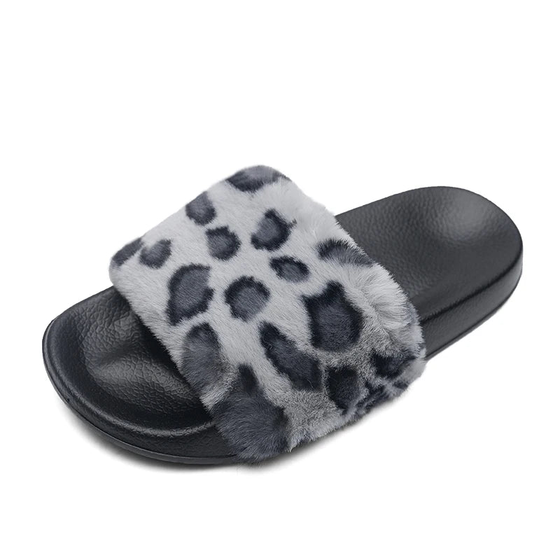 New Model Flat Brand Fashion Luxury Designer Leopard Plush slippers Women Slides Sandals Wholesale High Quality Ladies Chaussure