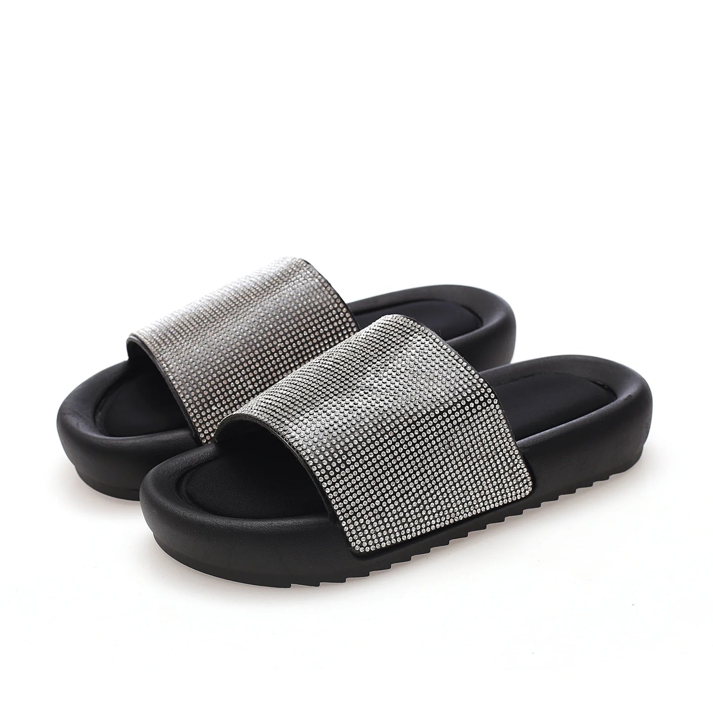 Outdoor Bling Decoration Flat Women Sandals Outdoor Slides Slippers for Ladies Women Flat Sandals