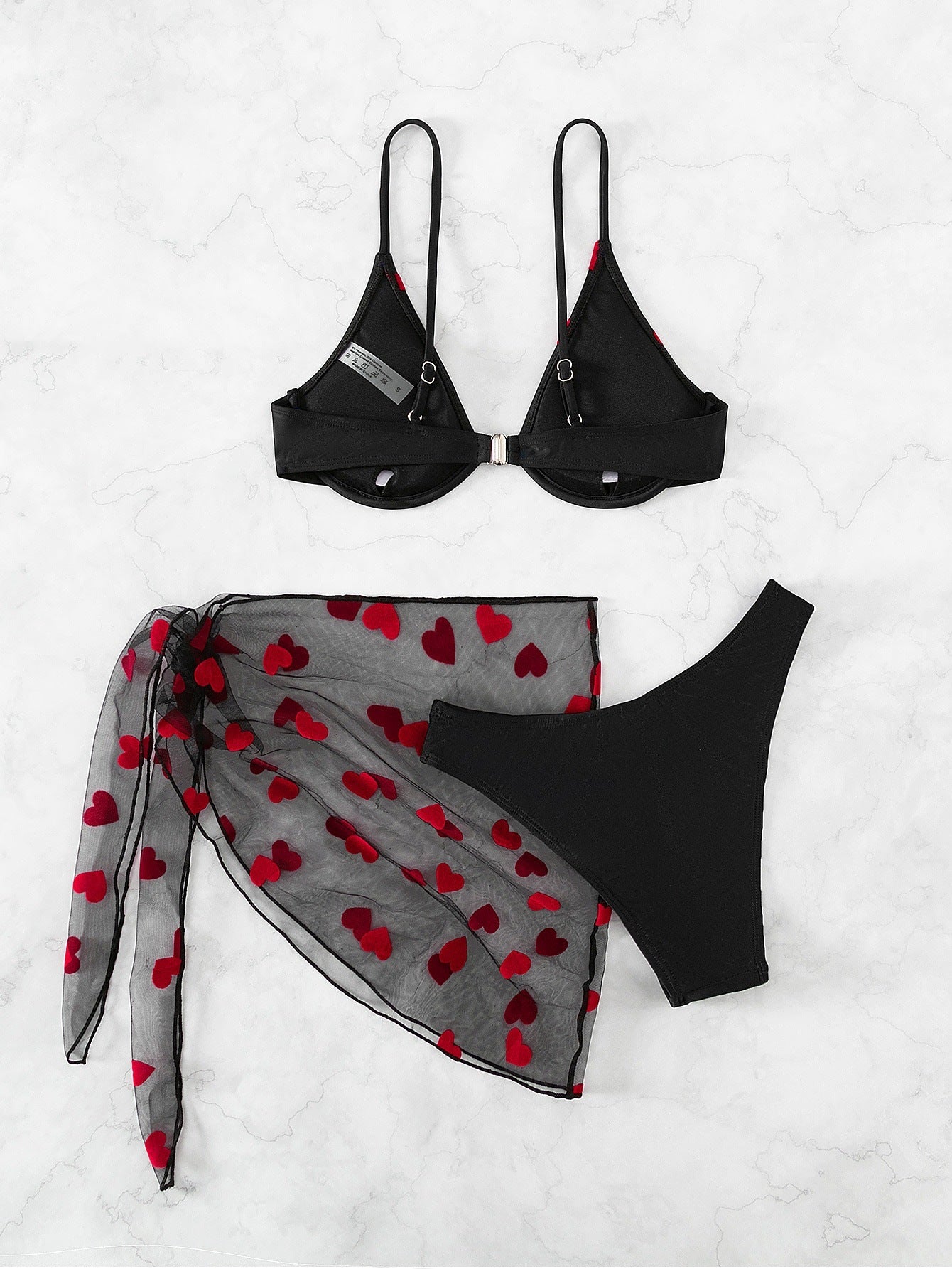 Solid-color polka-dot swimsuit