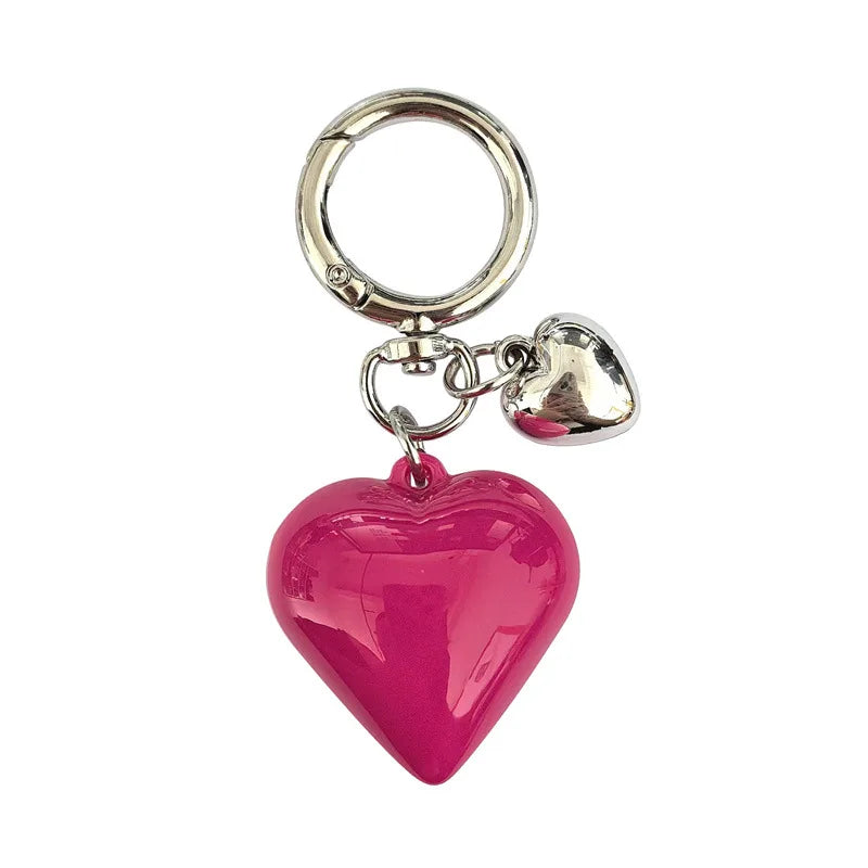 Y2K Black Transparent Puffy Heart Charms Keychain Grunge Fashion Bag Backpacks Hanging Ornament Car Key Chain for Women