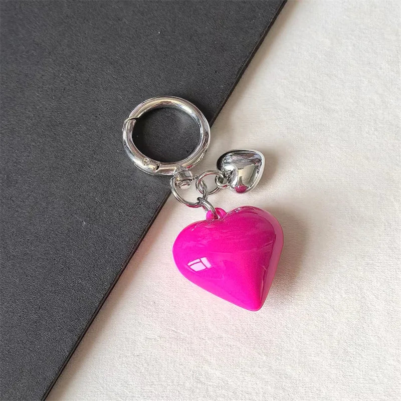 Y2K Black Transparent Puffy Heart Charms Keychain Grunge Fashion Bag Backpacks Hanging Ornament Car Key Chain for Women