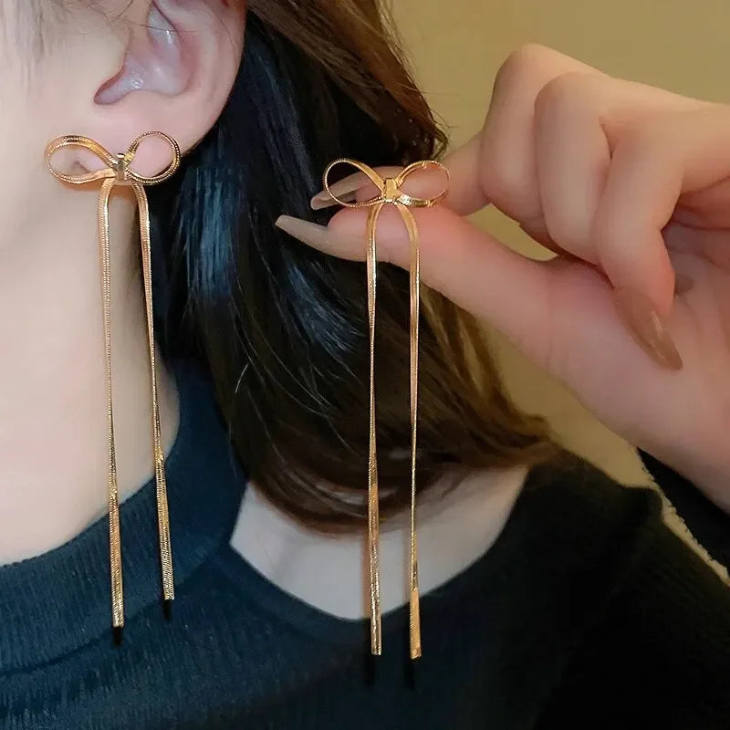 Long Tassel Rhinestones Chains Ear Line Drop Earrings for Women Gold Color Delicate Dangle Earring Hanging Charm Fashion Jewelry