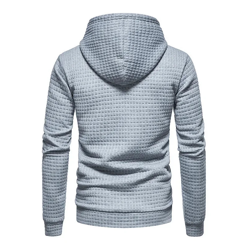 2025 New Spring and Autumn Europe men DC letters printed casual large pocket hoodie jumper small plaid jacquard plus size