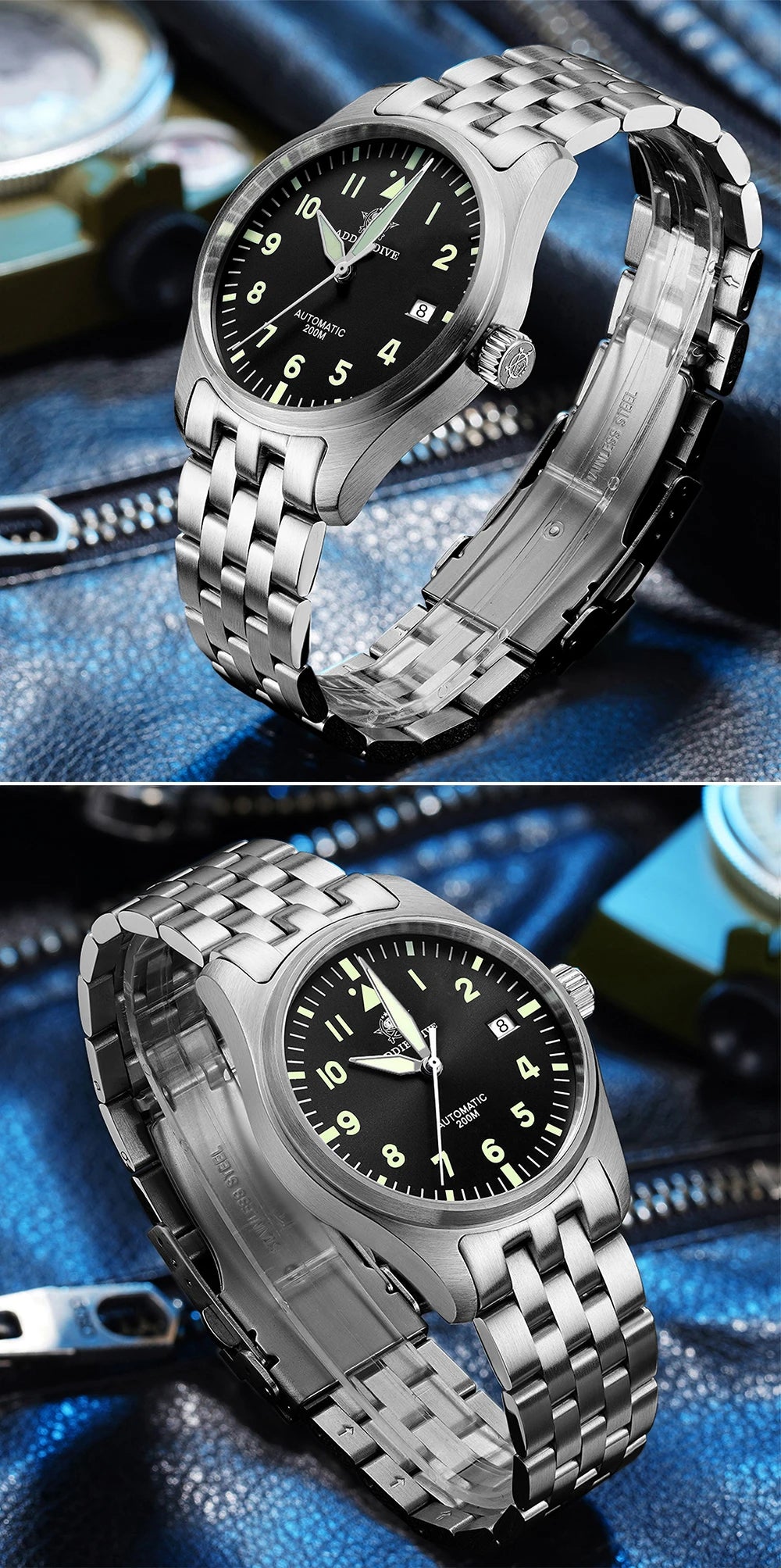 ADDIESDIVE Watches For Men Luxury Business Leisure Automatic Mechanical Men's Watch Fluorescent Waterproof 8215 316L Stainless
