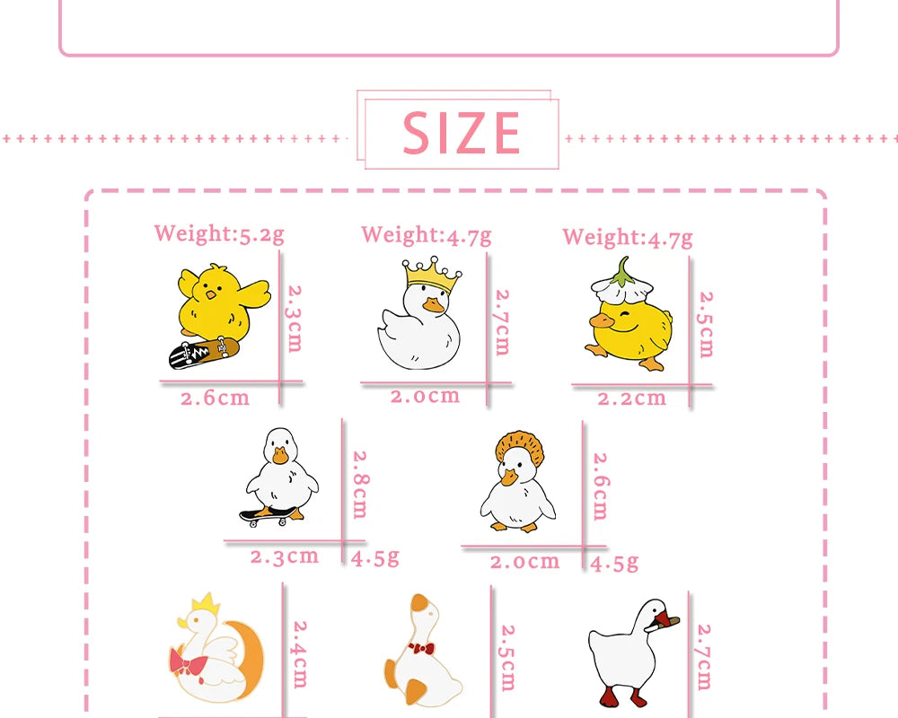 Funny Untitled Goose Brooch Animal Honk Honk Enamel Pins Cute Cartoon Duck Custom Bag Lapel Badge Jewelry Gifts for Kids Friends