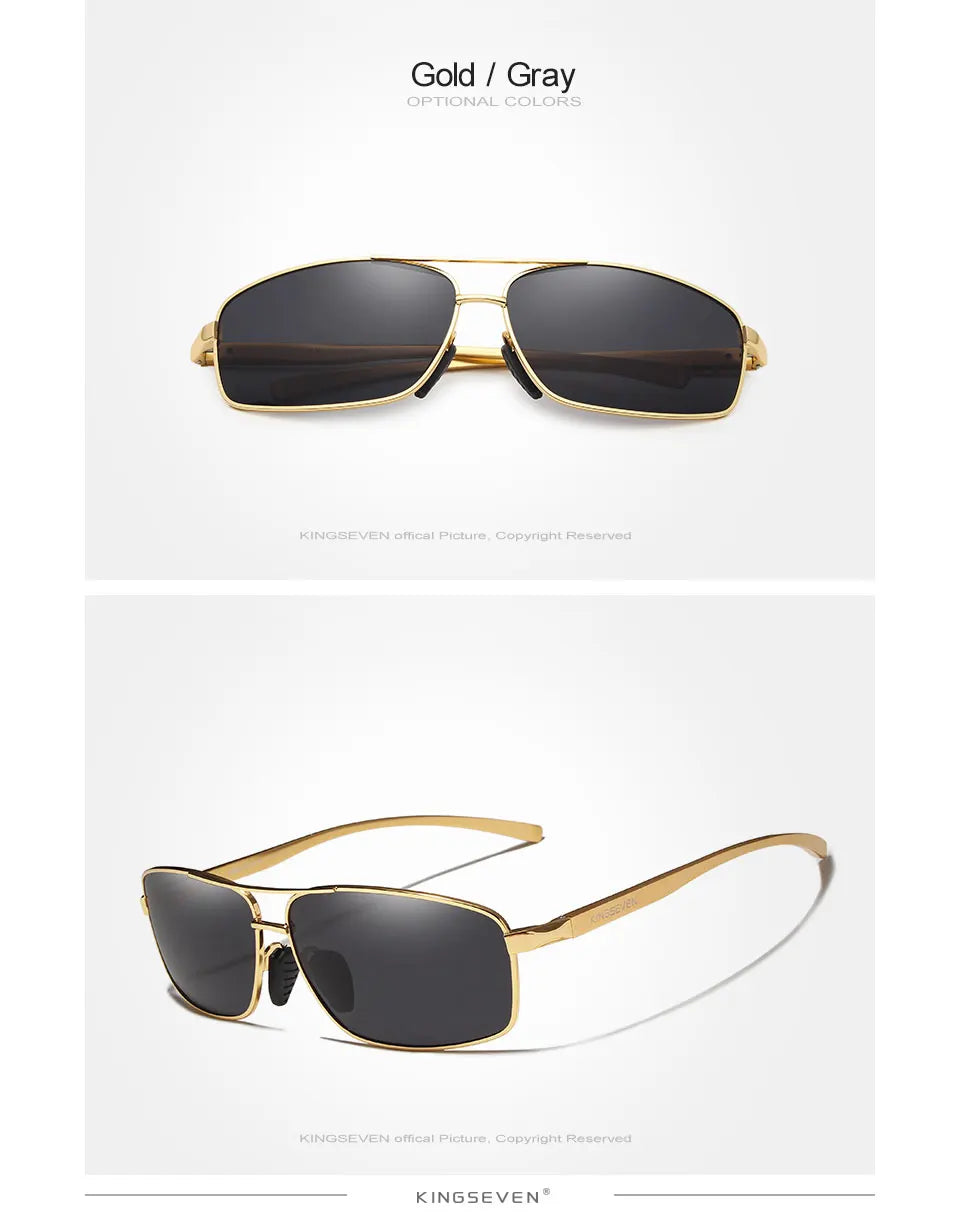 KINGSEVEN Men Polarized Sunglasses Vintage UV400 Optics Eyewear Protection Retro Brand Designer Square Classic Shades Sun glass