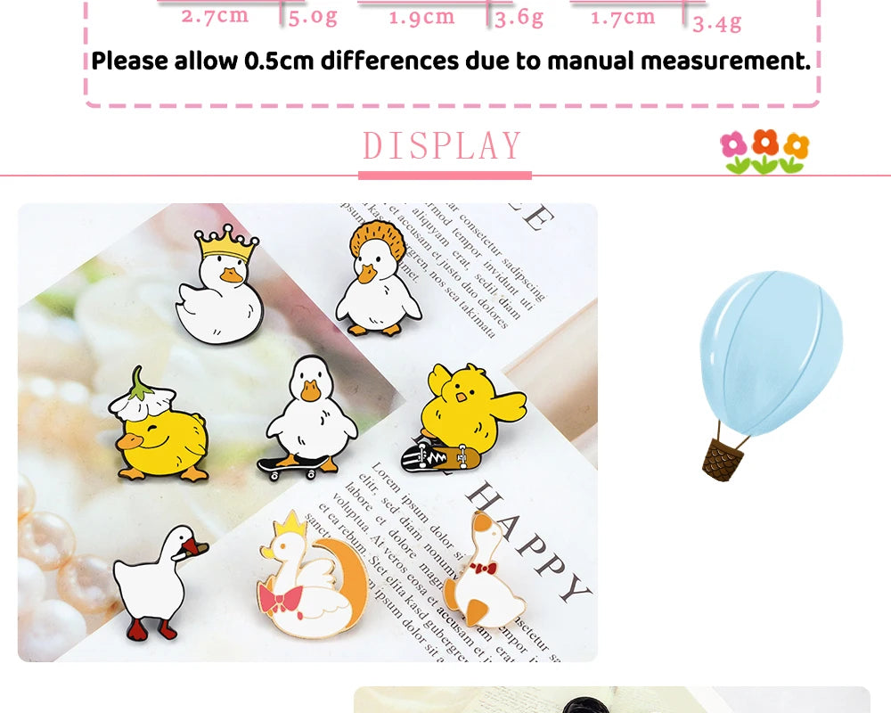 Funny Untitled Goose Brooch Animal Honk Honk Enamel Pins Cute Cartoon Duck Custom Bag Lapel Badge Jewelry Gifts for Kids Friends