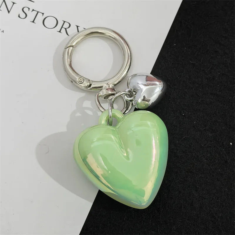 Y2K Black Transparent Puffy Heart Charms Keychain Grunge Fashion Bag Backpacks Hanging Ornament Car Key Chain for Women