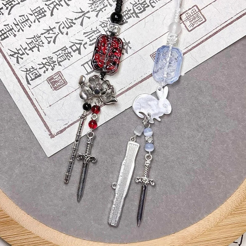 Creative Phone Charms XYun Fashion Trendy Beaded Rabbit Mobile Phone DYM Lanyard Keychain Bag Decoration Pendant Card Book Chain