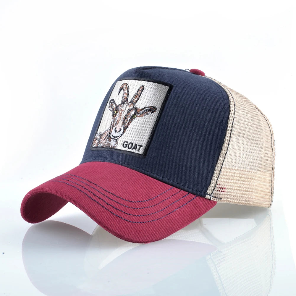 Trucker Caps With Embroidery Goat Patch