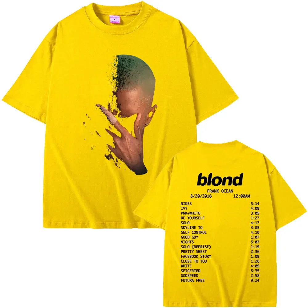 Rapper Frank Fashion Vintage Graphic T-shirts Men Women Ocean Hip Hop Trend T Shirts Blond  T-shirt Man Tshirt