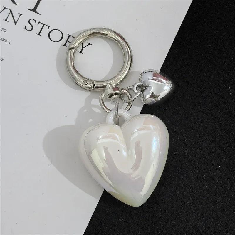 Y2K Black Transparent Puffy Heart Charms Keychain Grunge Fashion Bag Backpacks Hanging Ornament Car Key Chain for Women