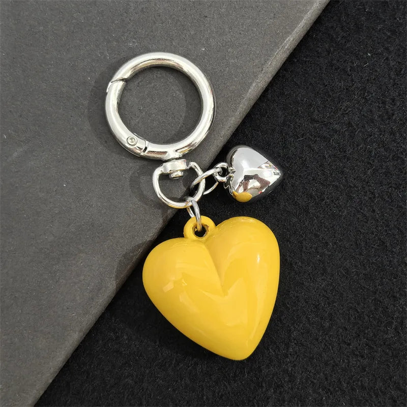 Y2K Black Transparent Puffy Heart Charms Keychain Grunge Fashion Bag Backpacks Hanging Ornament Car Key Chain for Women