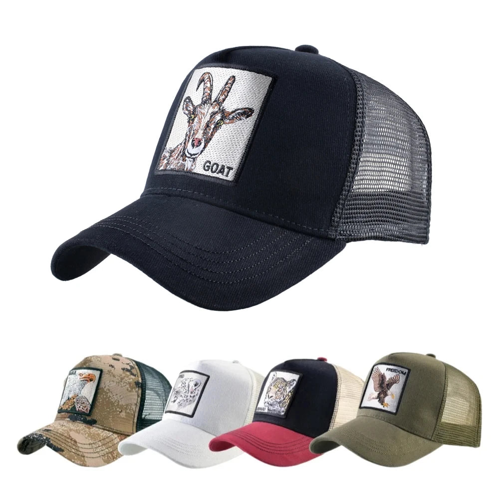 Trucker Caps With Embroidery Goat Patch