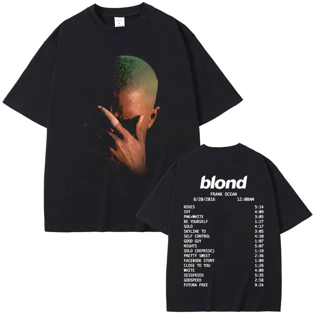 Rapper Frank Fashion Vintage Graphic T-shirts Men Women Ocean Hip Hop Trend T Shirts Blond  T-shirt Man Tshirt
