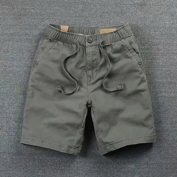 2024 New Summer American Retro Outdoor Hip Hop Men's Fashion Elastic Waist Zipper Minimalist Beach Leisure High Street Shorts