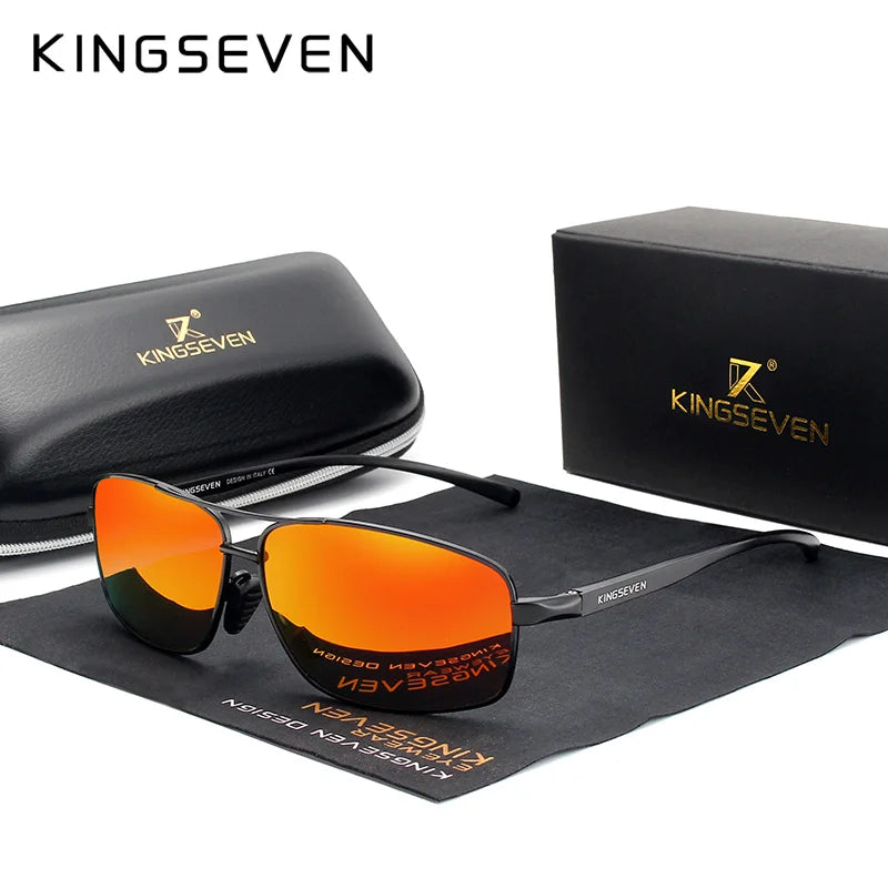 KINGSEVEN Men Polarized Sunglasses Vintage UV400 Optics Eyewear Protection Retro Brand Designer Square Classic Shades Sun glass