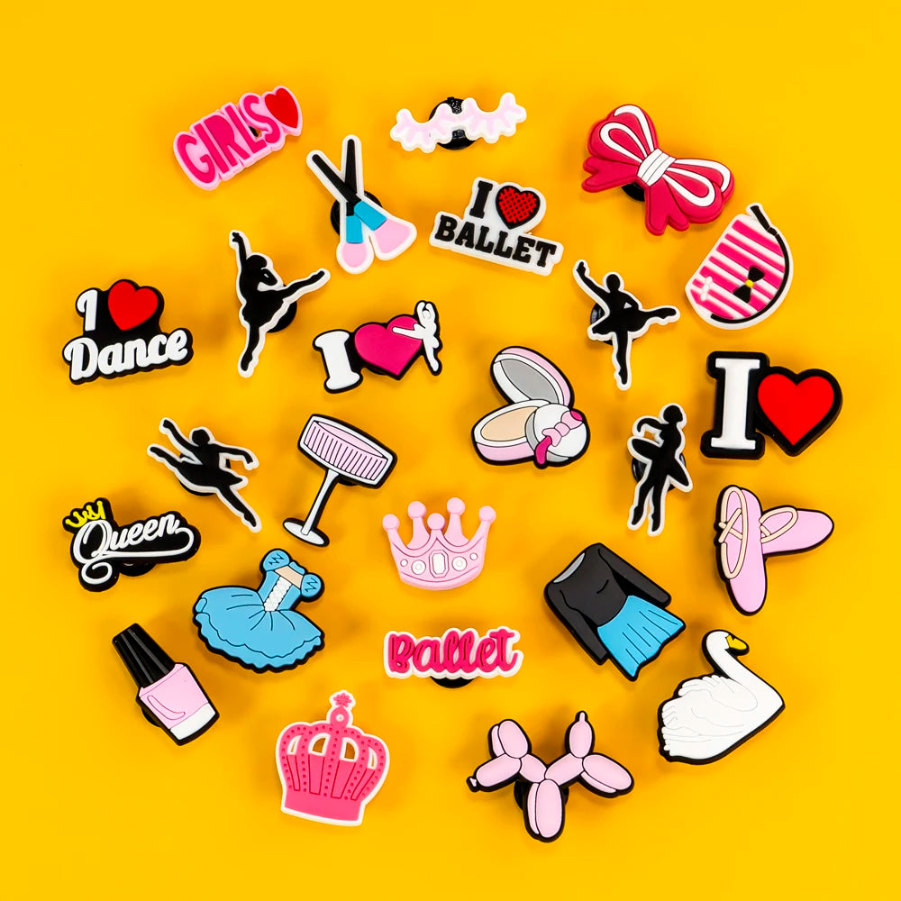 1/25PCS Pink Ballet Shoe Charms Swan Lipstick Perfume Shoe Accessories fit Women Gril Shoe Decoration Pins for Clogs Sneakers