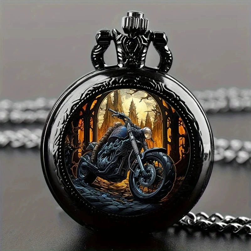Retro Golden And Silvery Double Dragon Quartz Pocket Watch