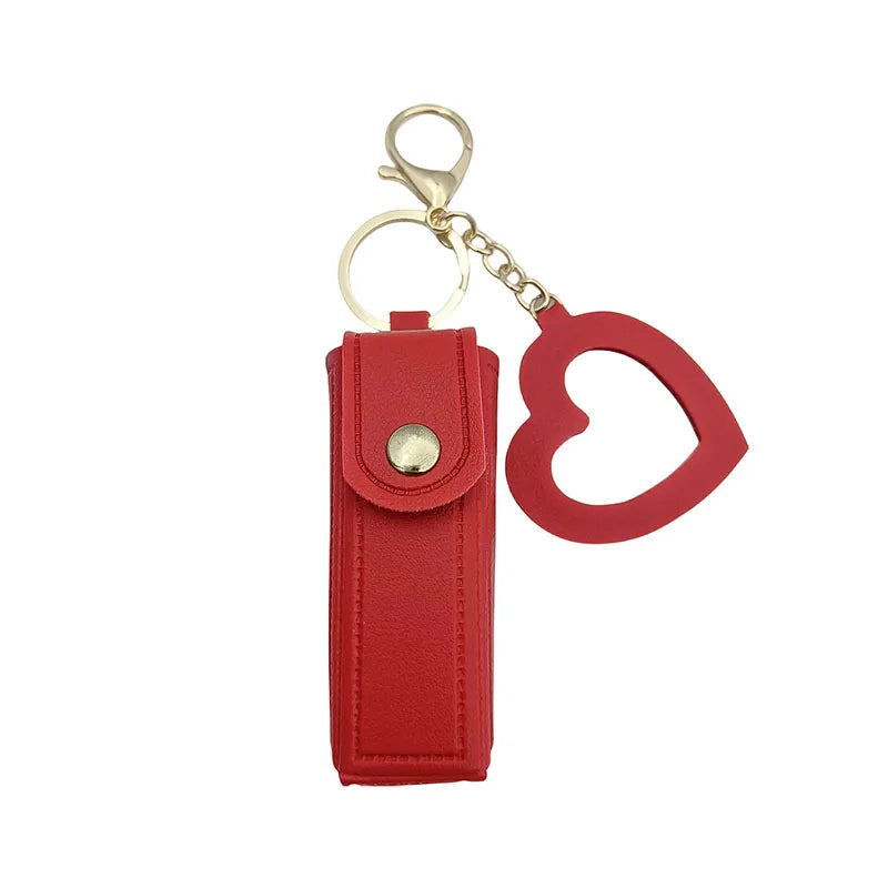Various colors available, heart-shaped mirror portable mini lipstick bag, portable lipstick bag with mirror, small cosmetic bag,