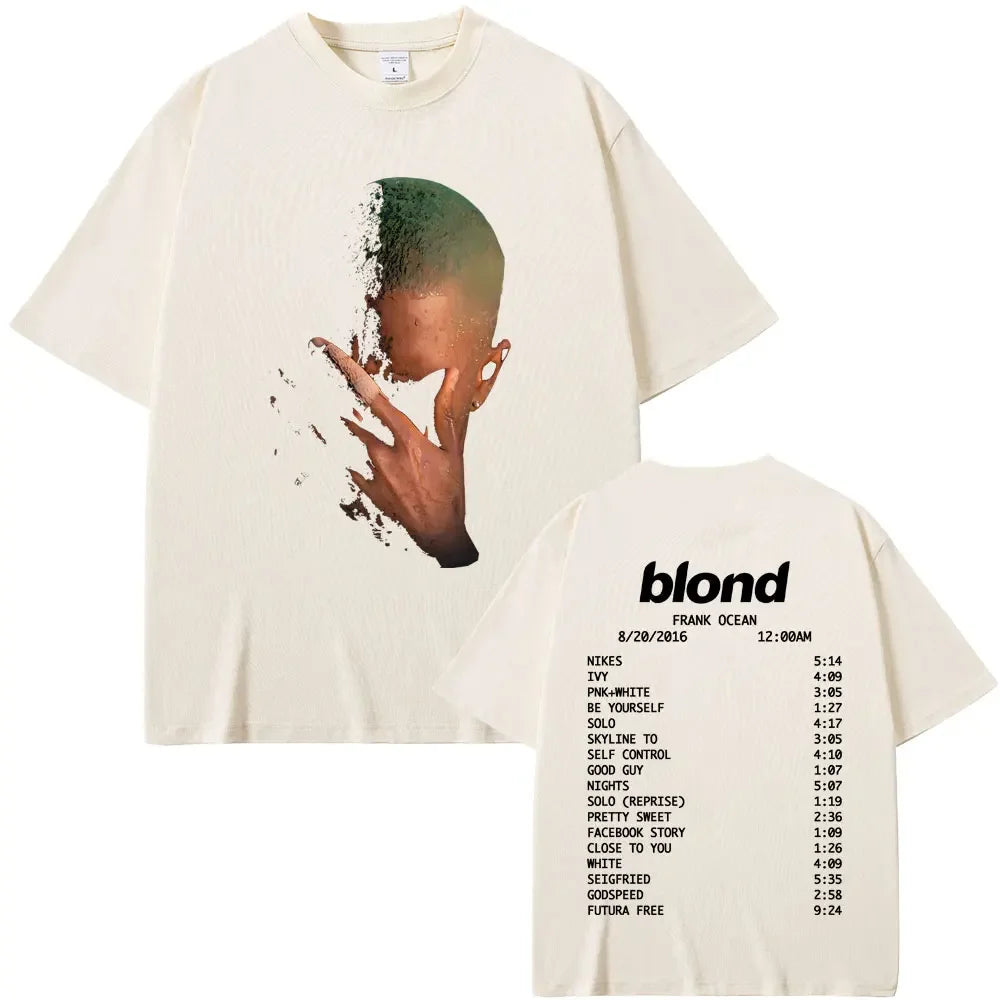Rapper Frank Fashion Vintage Graphic T-shirts Men Women Ocean Hip Hop Trend T Shirts Blond  T-shirt Man Tshirt