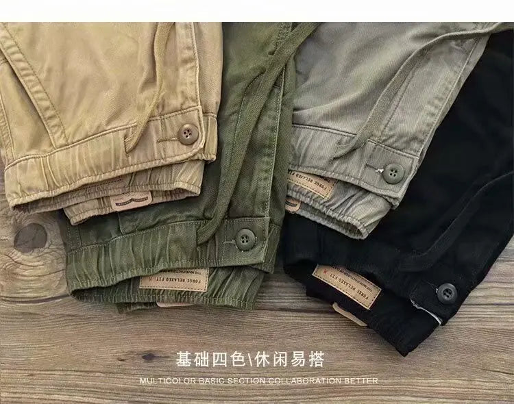 2024 New Summer American Retro Outdoor Hip Hop Men's Fashion Elastic Waist Zipper Minimalist Beach Leisure High Street Shorts