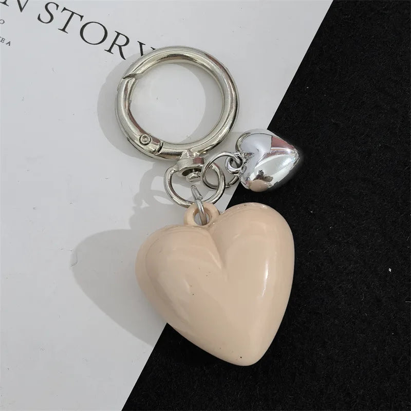 Y2K Black Transparent Puffy Heart Charms Keychain Grunge Fashion Bag Backpacks Hanging Ornament Car Key Chain for Women