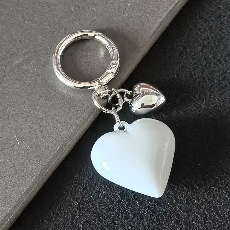 Y2K Black Transparent Puffy Heart Charms Keychain Grunge Fashion Bag Backpacks Hanging Ornament Car Key Chain for Women