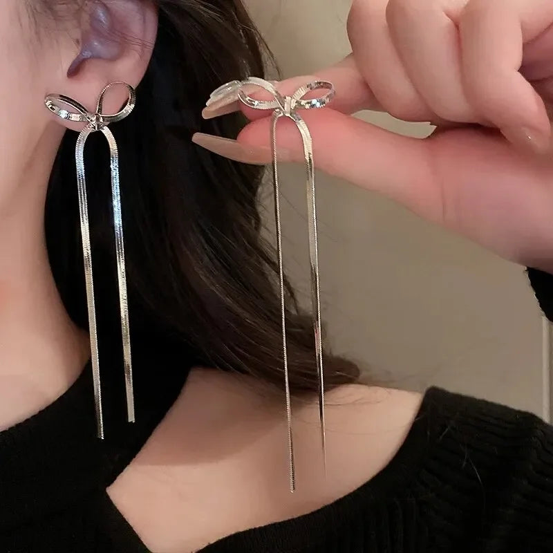 Long Tassel Rhinestones Chains Ear Line Drop Earrings for Women Gold Color Delicate Dangle Earring Hanging Charm Fashion Jewelry