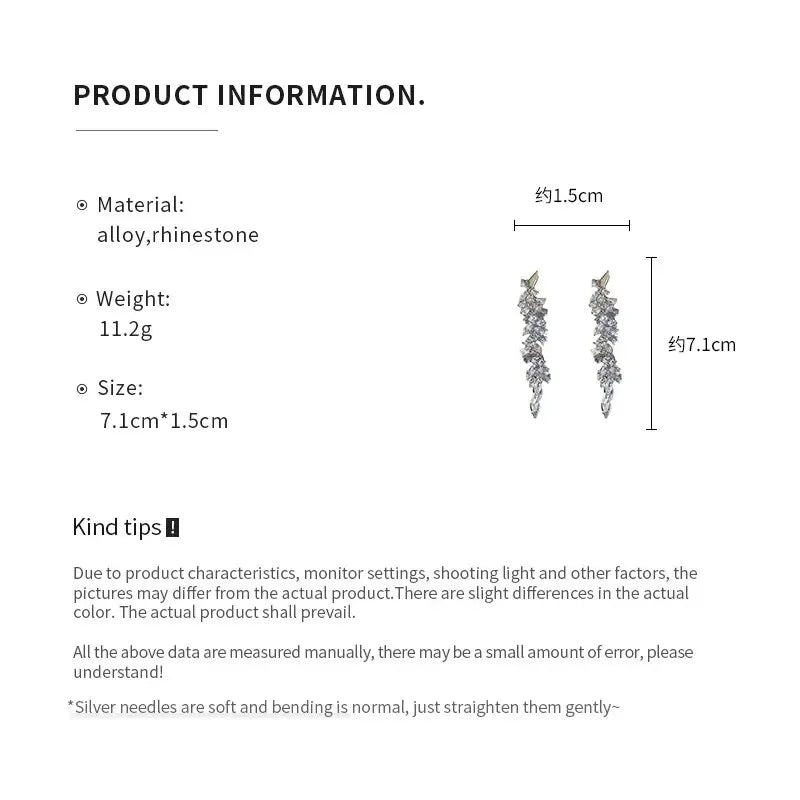 Long Tassel Rhinestones Chains Ear Line Drop Earrings for Women Gold Color Delicate Dangle Earring Hanging Charm Fashion Jewelry