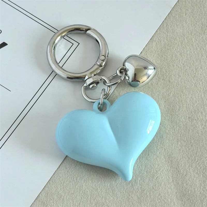 Y2K Black Transparent Puffy Heart Charms Keychain Grunge Fashion Bag Backpacks Hanging Ornament Car Key Chain for Women