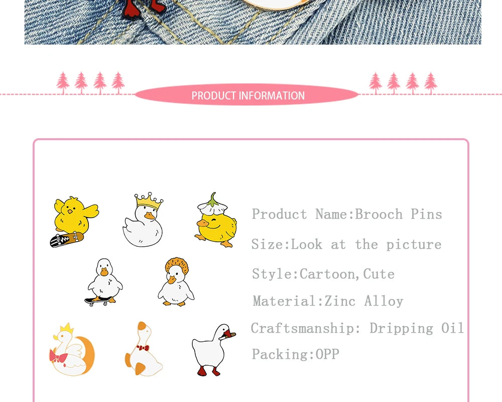 Funny Untitled Goose Brooch Animal Honk Honk Enamel Pins Cute Cartoon Duck Custom Bag Lapel Badge Jewelry Gifts for Kids Friends