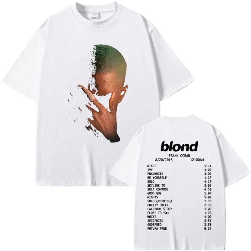 Rapper Frank Fashion Vintage Graphic T-shirts Men Women Ocean Hip Hop Trend T Shirts Blond  T-shirt Man Tshirt