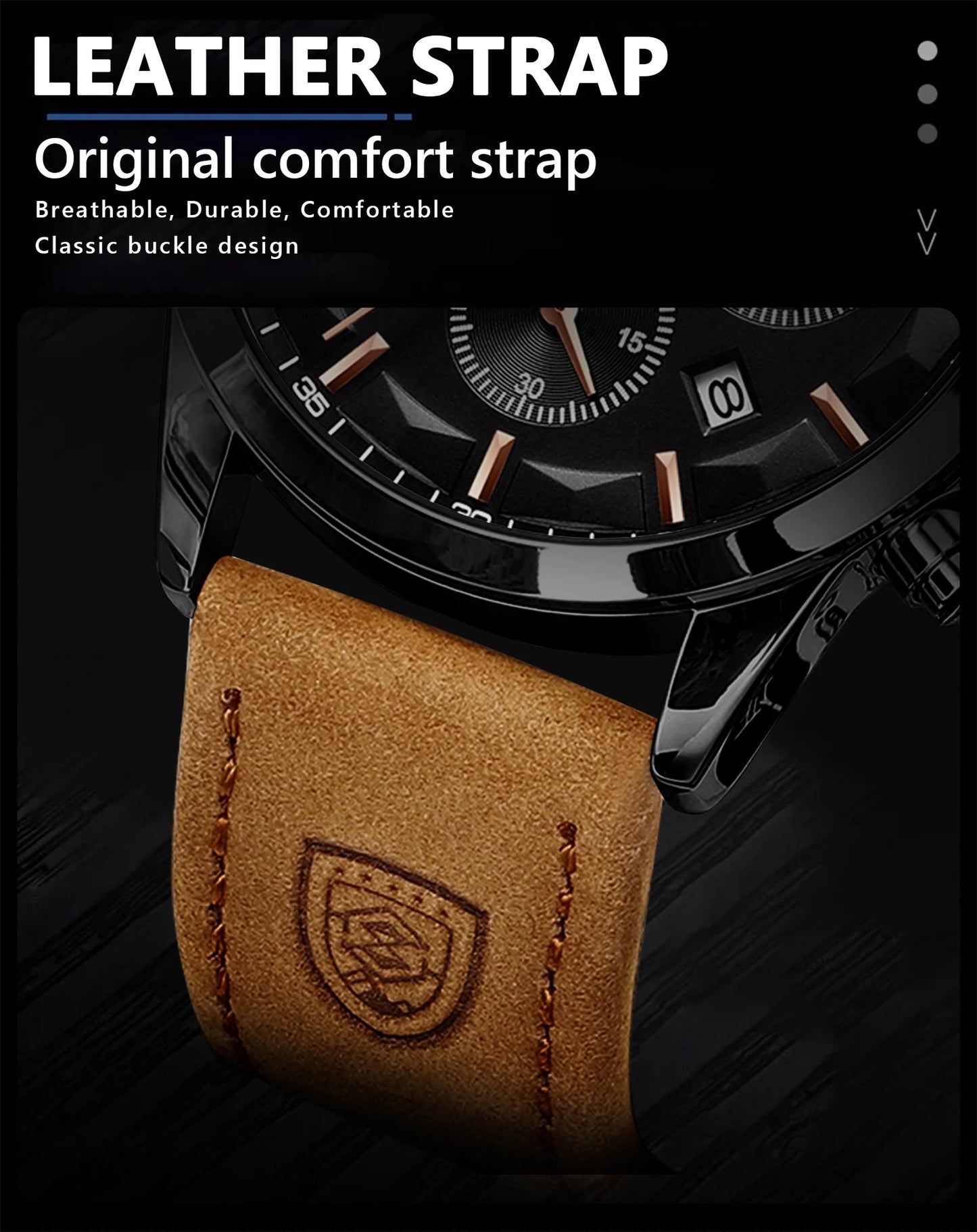 POEDAGAR Fashion Business Men Quartz Watch Waterproof Chronograph Luminous Date Man Wristwatch Leather Men's Watches Clock Reloj