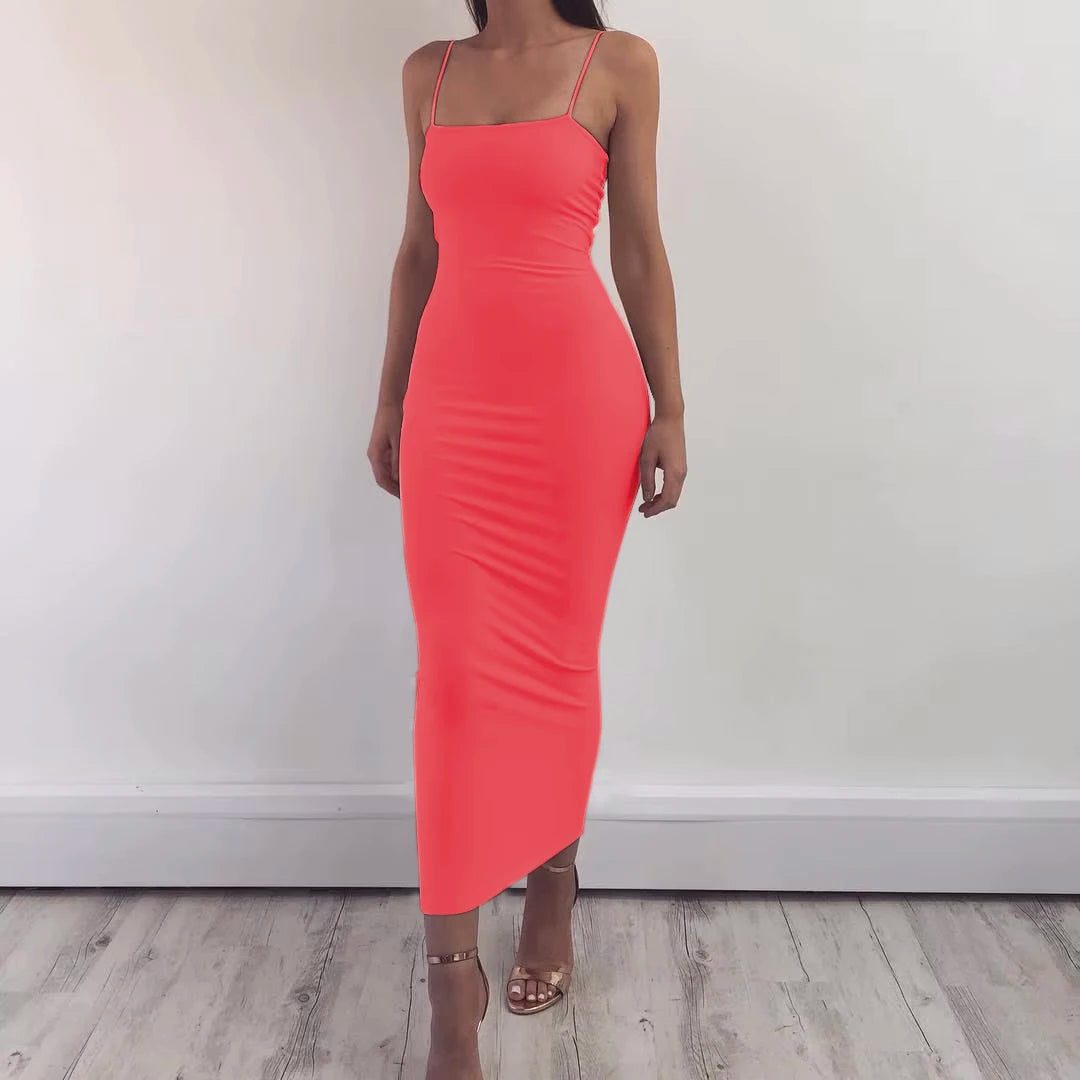 JZ461 New Summer Women's Dress Long Sling Dresses Club Sexy Suspender Dress