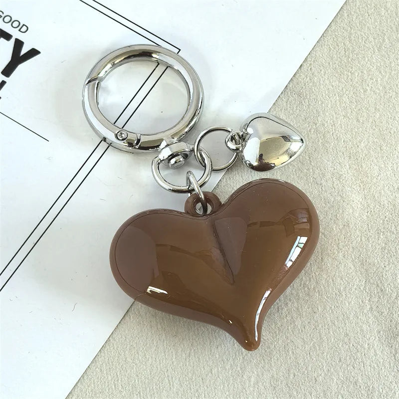 Y2K Black Transparent Puffy Heart Charms Keychain Grunge Fashion Bag Backpacks Hanging Ornament Car Key Chain for Women