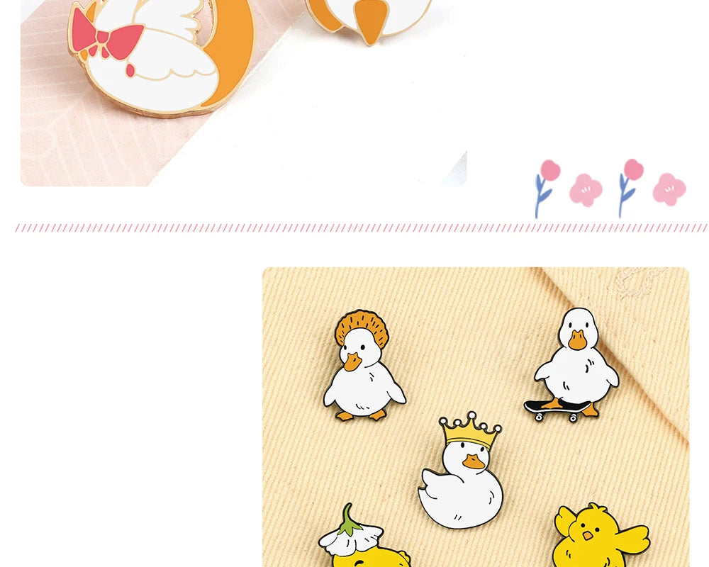 Funny Untitled Goose Brooch Animal Honk Honk Enamel Pins Cute Cartoon Duck Custom Bag Lapel Badge Jewelry Gifts for Kids Friends