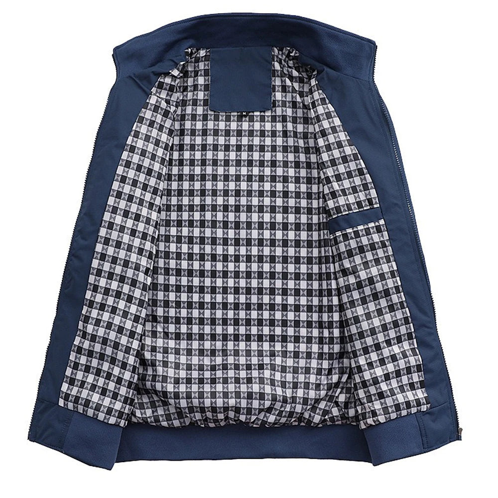 Korean Spring Autumn Casual Solid Fashion Slim Bomber Jacket Men Overcoat Stand Collar Jackets Men's Jacket S-6XL Top