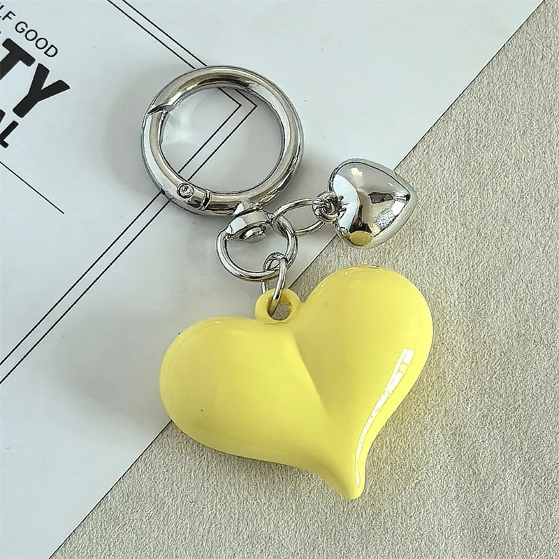 Y2K Black Transparent Puffy Heart Charms Keychain Grunge Fashion Bag Backpacks Hanging Ornament Car Key Chain for Women