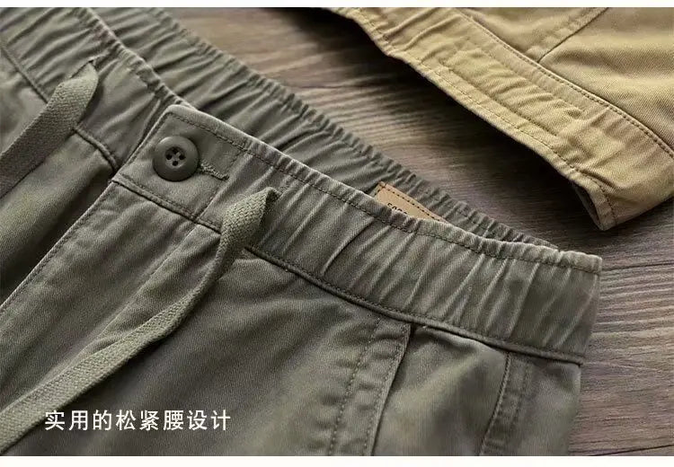 2024 New Summer American Retro Outdoor Hip Hop Men's Fashion Elastic Waist Zipper Minimalist Beach Leisure High Street Shorts