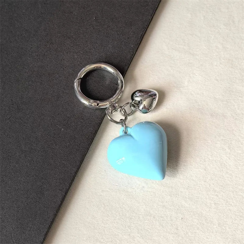 Y2K Black Transparent Puffy Heart Charms Keychain Grunge Fashion Bag Backpacks Hanging Ornament Car Key Chain for Women