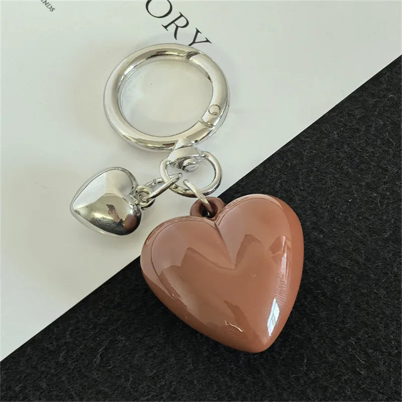 Y2K Black Transparent Puffy Heart Charms Keychain Grunge Fashion Bag Backpacks Hanging Ornament Car Key Chain for Women